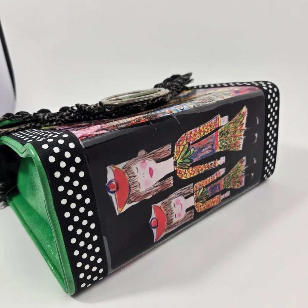 Dorie Jane Handbag Retro Remix Dorie Fans Pop Art Vintage Box Pursen Black White